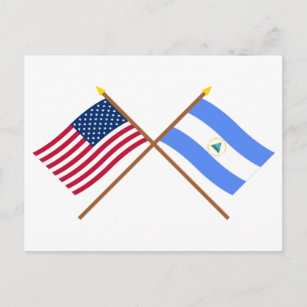 Carte Postale Drapeaux croisés des États-Unis et du Nicaragua