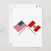 Carte Postale Drapeaux croisés des États-Unis et du Pérou (Devant / Derrière)