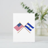Carte Postale Drapeaux croisés des États-Unis et du Salvador (Debout devant)