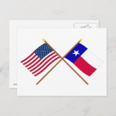 Carte Postale Drapeaux croisés des États-Unis et du Texas (Devant / Derrière)