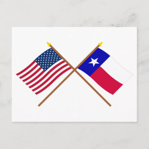 Carte Postale Drapeaux croisés des États-Unis et du Texas