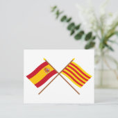 Carte Postale Drapeaux croisés d'Espagne et de Catalogne (Debout devant)