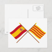 Carte Postale Drapeaux croisés d'Espagne et de Catalogne (Devant / Derrière)
