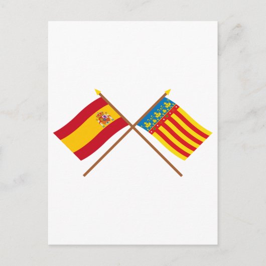 Carte Postale Drapeaux croisés d'Espagne et de Valence (Devant)