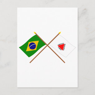 Carte Postale Drapeaux croisés du Brésil et du Minas Gerais