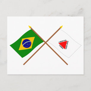 Carte Postale Drapeaux croisés du Brésil et du Minas Gerais
