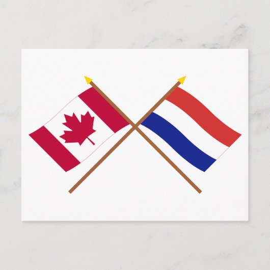 Carte Postale Drapeaux croisés du Canada et de Pays-Bas (Devant)