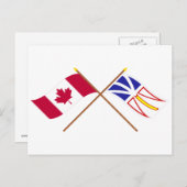Carte Postale Drapeaux croisés du Canada et de Terre-Neuve (Devant / Derrière)
