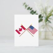 Carte Postale Drapeaux croisés du Canada et des États-Unis (Debout devant)