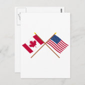 Carte Postale Drapeaux croisés du Canada et des États-Unis (Devant / Derrière)