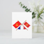 Carte Postale Drapeaux croisés du Languedoc-Roussillon et de l'A (Debout devant)