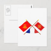 Carte Postale Drapeaux croisés du Languedoc-Roussillon et de l'A (Devant / Derrière)