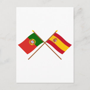 Carte Postale Drapeaux croisés du Portugal et de l'Espagne