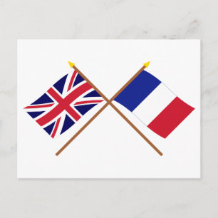 Carte Postale Drapeaux croisés du Royaume-Uni et de la France