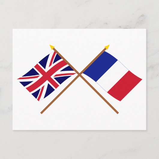 Carte Postale Drapeaux croisés du Royaume-Uni et de la France (Devant)