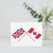 Carte Postale Drapeaux croisés du Royaume-Uni et du Canada (Debout devant)