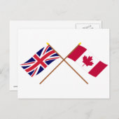 Carte Postale Drapeaux croisés du Royaume-Uni et du Canada (Devant / Derrière)
