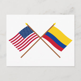 Carte Postale Drapeaux croisés États-Unis et Colombie