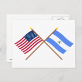 Carte Postale Drapeaux croisés États-Unis et Nicaragua (Devant / Derrière)