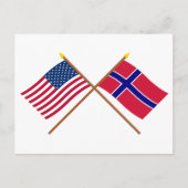 Carte Postale Drapeaux croisés États-Unis et Norvège (Devant)