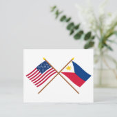 Carte Postale Drapeaux croisés États-Unis et Philippines (Debout devant)