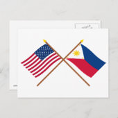 Carte Postale Drapeaux croisés États-Unis et Philippines (Devant / Derrière)