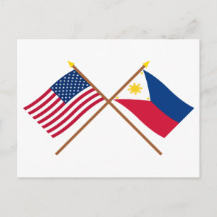 Carte Postale Drapeaux croisés États-Unis et Philippines