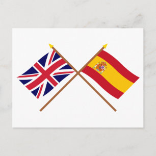 Carte Postale Drapeaux croisés Royaume-Uni et Espagne