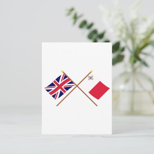 Carte Postale Drapeaux croisés Royaume-Uni et Malte (Debout devant)