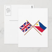 Carte Postale Drapeaux croisés Royaume-Uni et Philippines (Devant / Derrière)