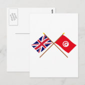 Carte Postale Drapeaux croisés Royaume-Uni et Tunisie (Devant / Derrière)