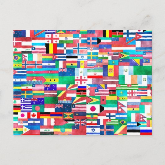 Carte Postale Drapeaux d'aquarelle du monde (Devant)
