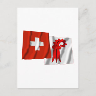 Carte Postale Drapeaux d'armure Suisse et Bâle-Campagne