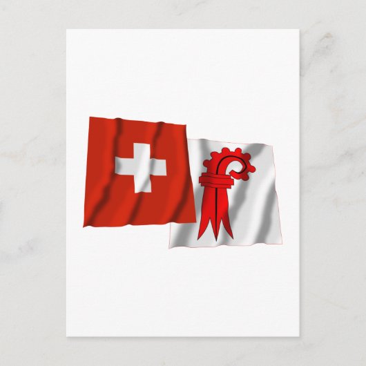 Carte Postale Drapeaux d'armure Suisse et Bâle-Campagne (Devant)