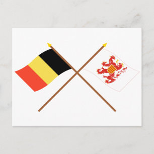 Carte Postale Drapeaux de la Belgique et de Limbourg