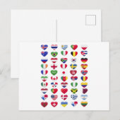 Carte Postale Drapeaux de la forme cardiaque des pays (Devant / Derrière)