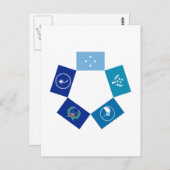 Carte Postale Drapeaux de la Micronésie et de ses États (Devant / Derrière)
