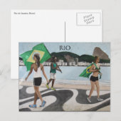 Carte Postale drapeaux de la plage de rio (Devant / Derrière)