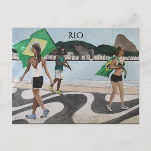 Carte Postale drapeaux de la plage de rio (Devant)