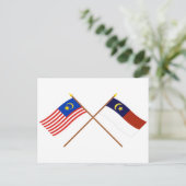 Carte Postale Drapeaux de Malaisie et de Malacca (Melaka) traver (Debout devant)