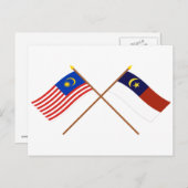 Carte Postale Drapeaux de Malaisie et de Malacca (Melaka) traver (Devant / Derrière)