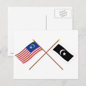 Carte Postale Drapeaux de Malaisie et Terengganu traversés (Devant / Derrière)