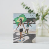 Carte Postale drapeaux de plage du rio de janeiro (Debout devant)