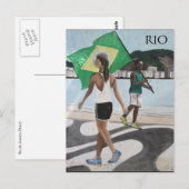 Carte Postale drapeaux de plage du rio de janeiro (Devant / Derrière)