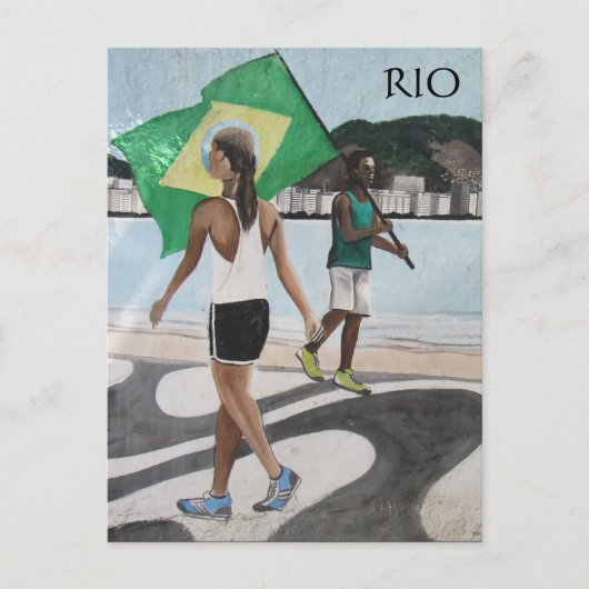 Carte Postale drapeaux de plage du rio de janeiro (Devant)
