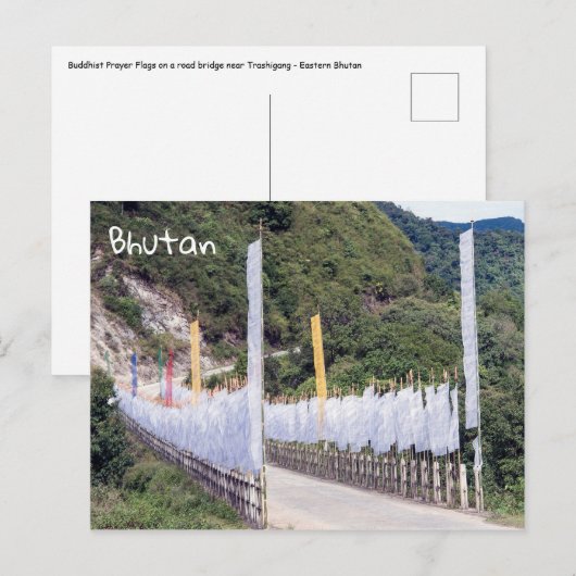 Carte Postale Drapeaux de prière bouddhistes - Bhoutan (Devant / Derrière)