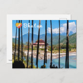 Carte Postale Drapeaux de prière et Punakha Dzong - Bhoutan (Devant / Derrière)