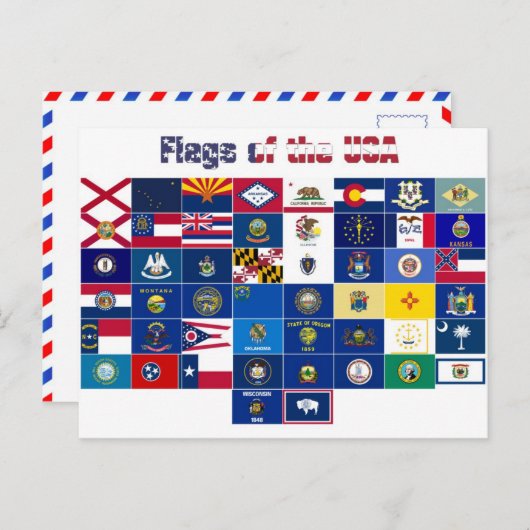 Carte postale "Drapeaux des Etats-Unis" (Devant / Derrière)