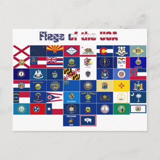 Carte postale "Drapeaux des Etats-Unis" (Devant)