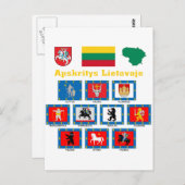 Carte Postale Drapeaux du comté de Lituanie (Devant / Derrière)